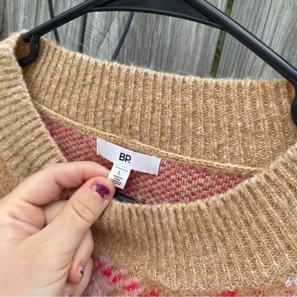 BP Checkered Sweater in Pink and Tan - Picture 4 of 5